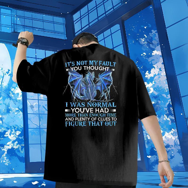 2024 DIY T Shirts Men 230g Cotton dinosaur Home Outdoor Tops Shirt Crew Neck Breathable Classic Men Tops Tees Asian Size