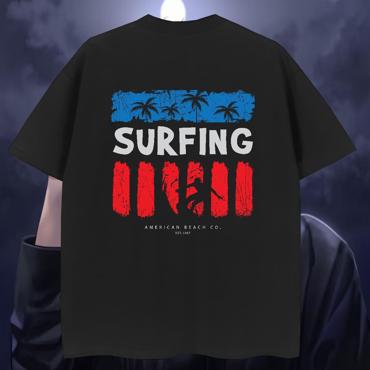 Fashion Casual T shirt 100% Cotton 230g tree High Street Hip Hop Wear Round Neck Short Sleeve Brand Men Tops Tees Plus Size Cartoon