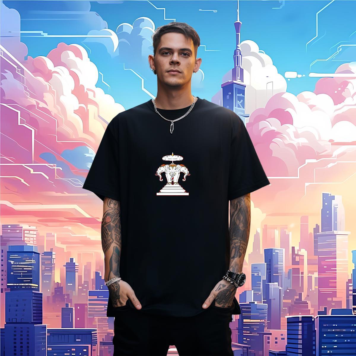 Men T Shirts 230g 100% Cotton elephant Street Casual Breathable Short Sleeve Cartoon Printing L-4XL Tshirt for Man Woman Classic Casual Popular Tops T