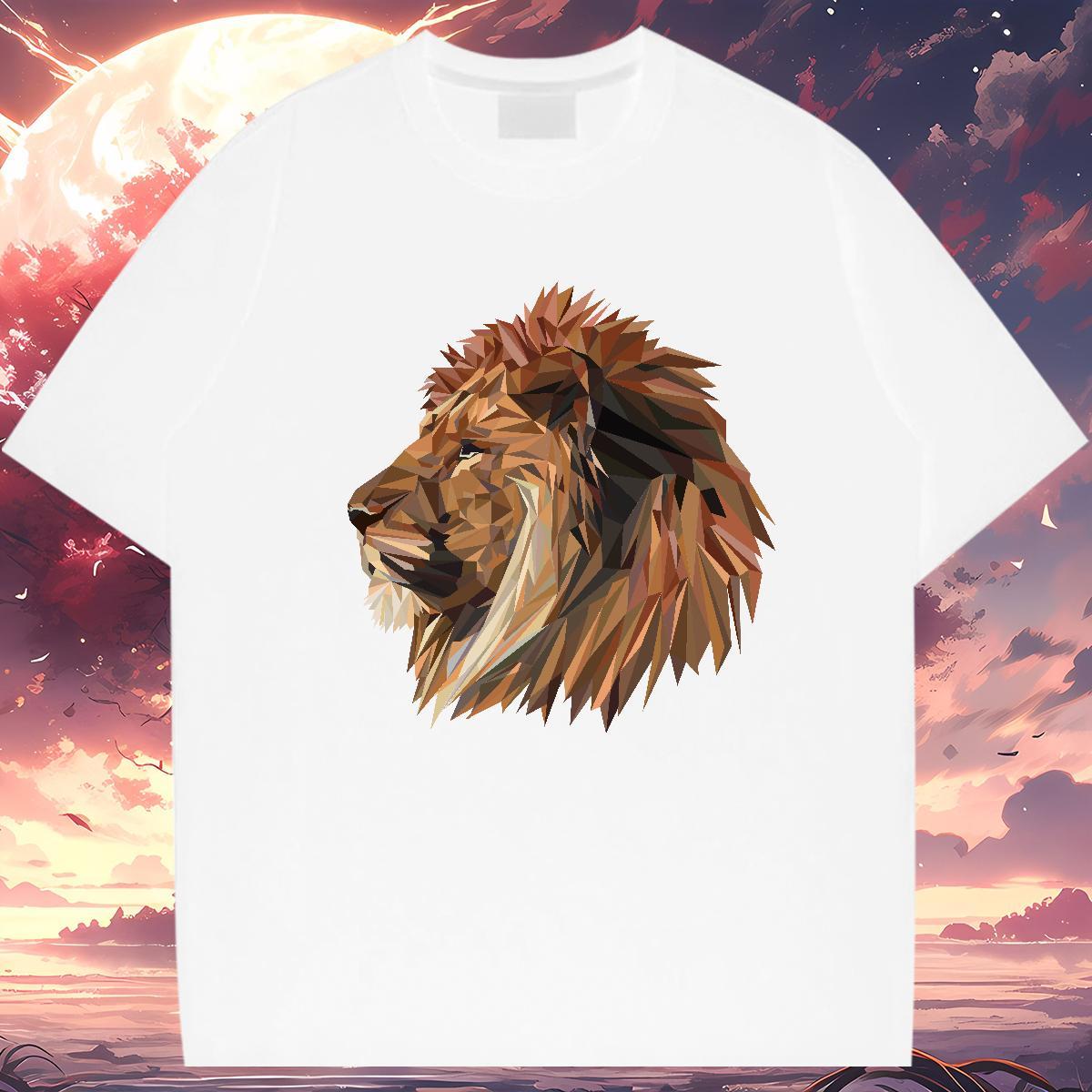 Man T Shirts 100% Cotton 230g lion Home Outdoor Breathable Short Sleeve Anime Men Clothes T-Shirt Factory Direct Free Shipping Tops Shirt