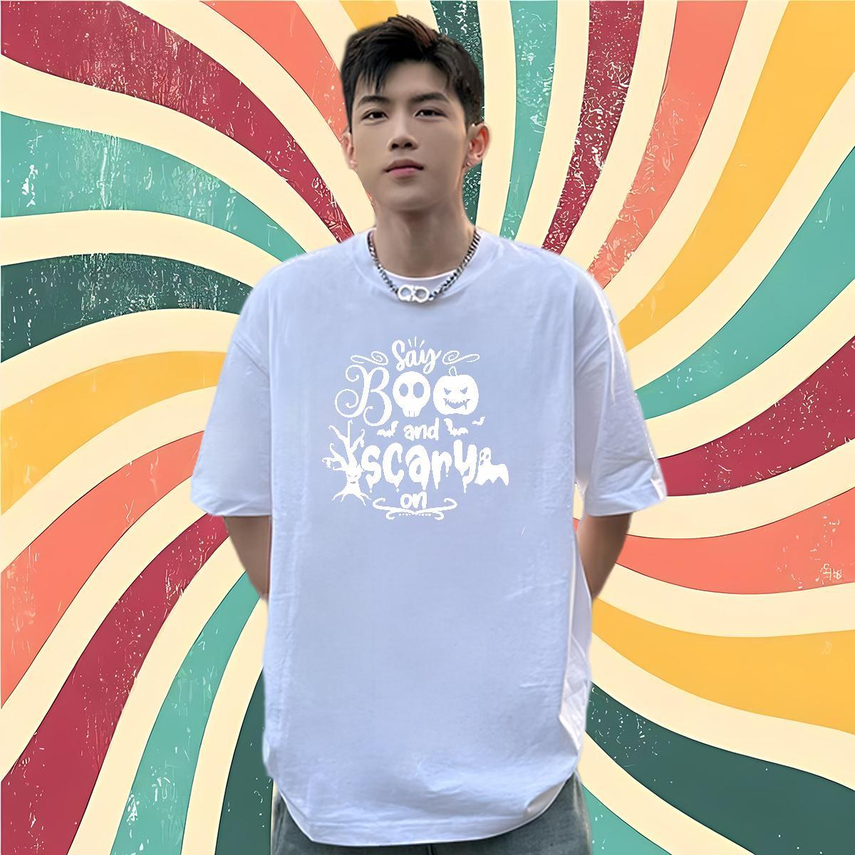 Free Shipping Mens T Shirts 230g 100% Cotton halloween Casual Wear Short Sleeve O-Neck Classic Tshirt for Man Woman Customized Print