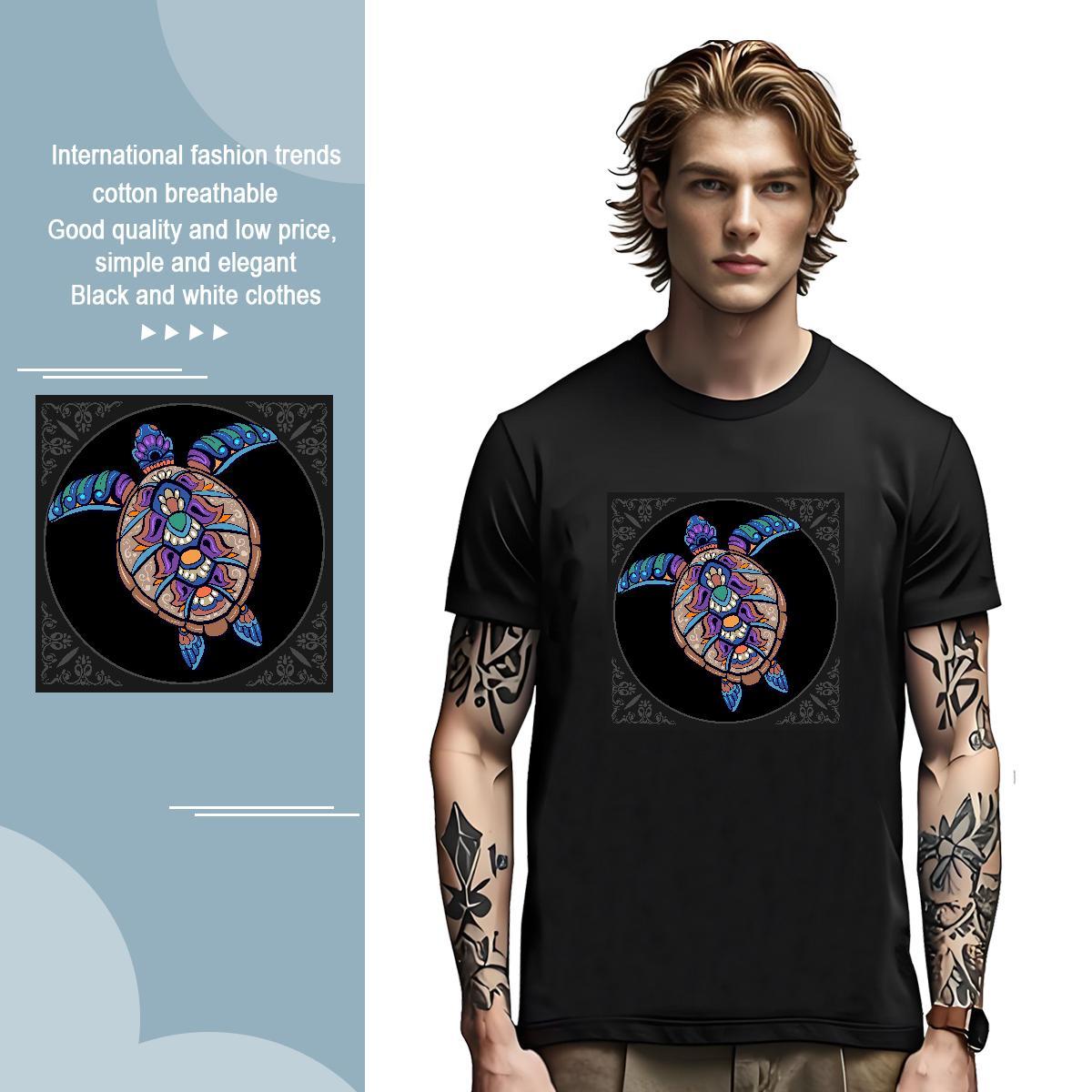 T shirt 100% Cotton 230g tortoise Beach Pure Cotton Cartoon Print Tshirt for Man Woman Stylist Loose Fit Tee Shirt