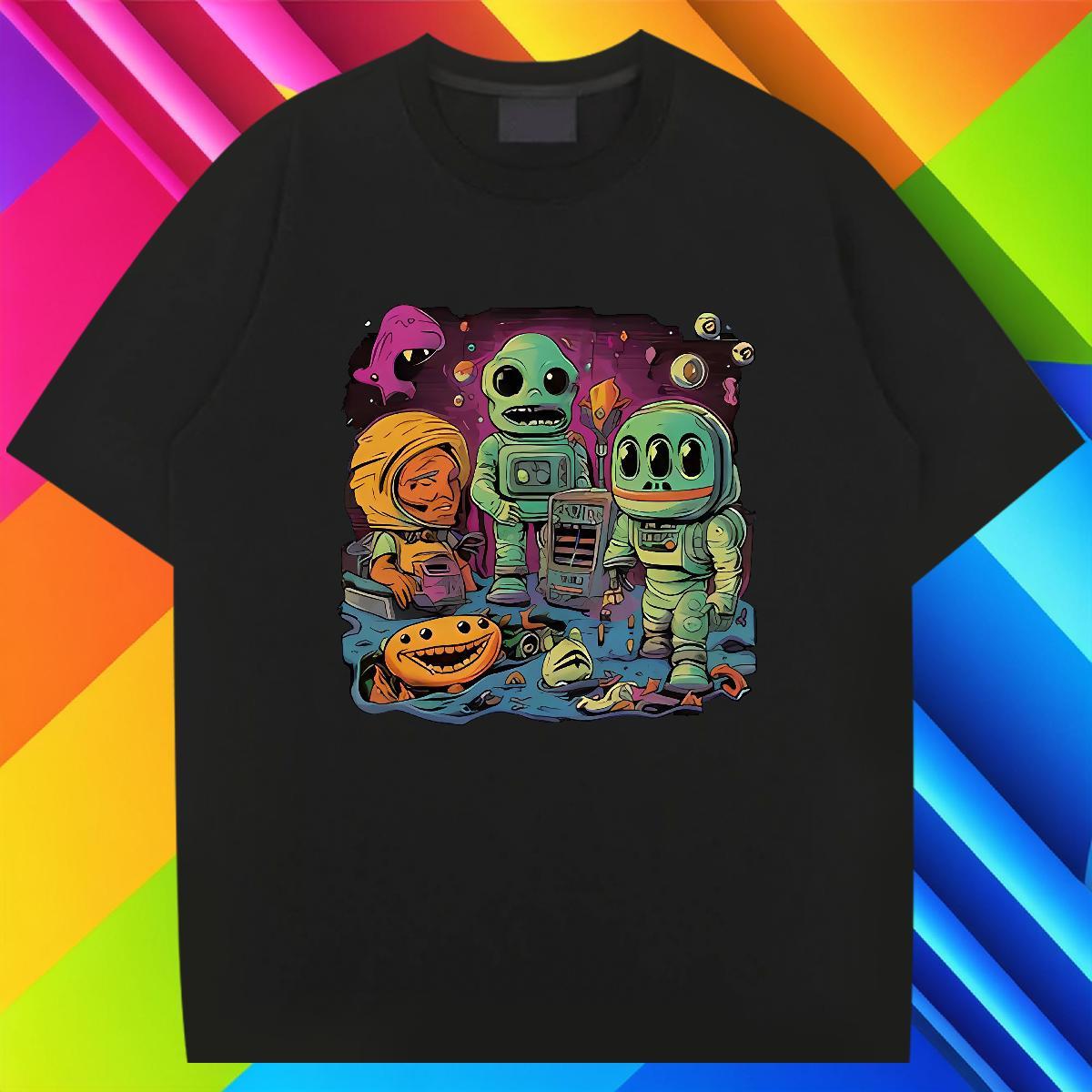 Cool Design Tshirt for Man Woman 230g 100% Cotton High Street Hip Hop spaceman Black Oversized Breathable Soft Free Shipping T-Shirts Tops Tees