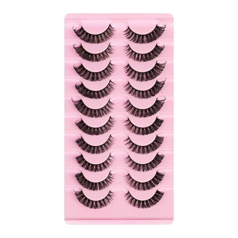 10 pairs of Russian striped eyelashes DD curly false eyelashes fluffy Wispy faux mink bag W240803