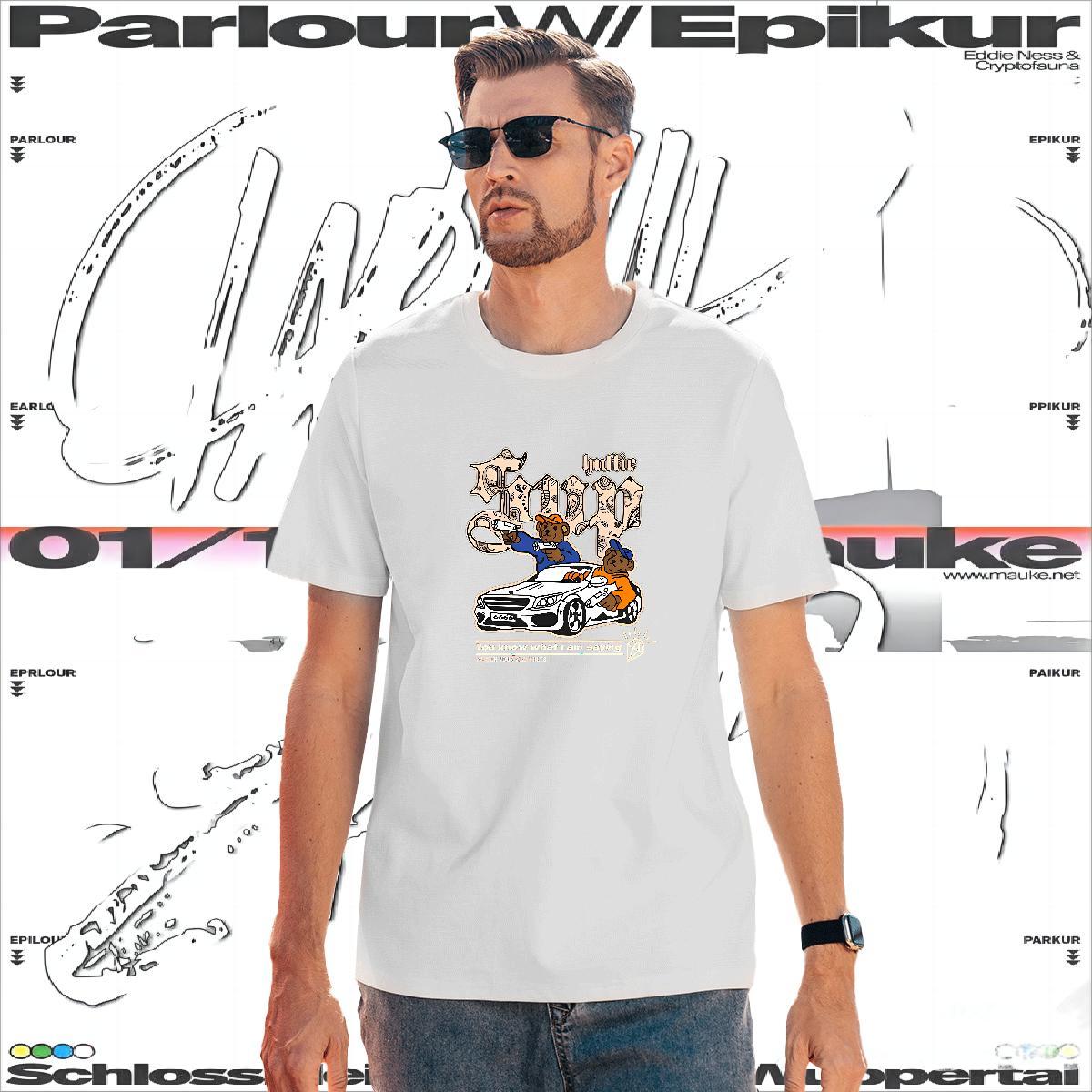 Comfortable Couples T Shirts 230g Cotton bear T-Shirts for Men Summer Casual Breathable Crew Neck Customized 2024 New Tees