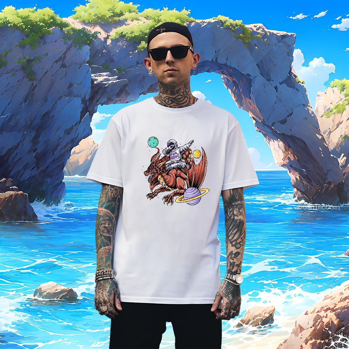 Man T Shirts 100% Cotton 230g terror Sports Casual Breathable Short Sleeve Graphic Mens Tshirts Fashion Cool Design Clothes