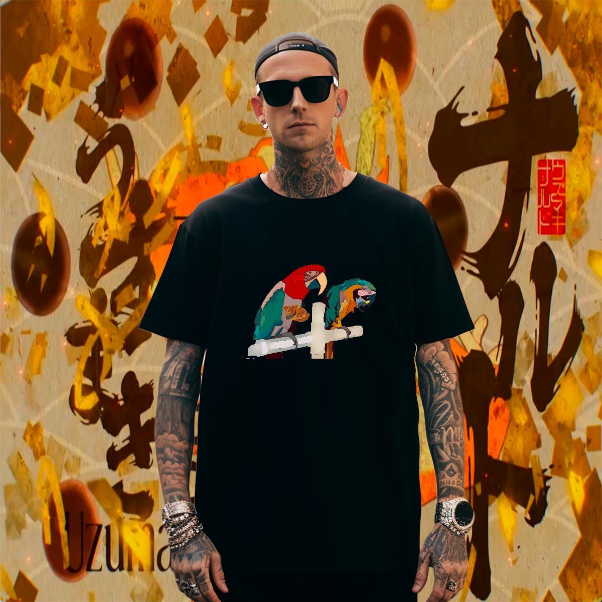 Brand Couples T Shirts 100% Cotton 230g Summer Casual bird White Plus Size O Neck Short Sleeves 2024 Summer T Shirt For Man Tops Tees