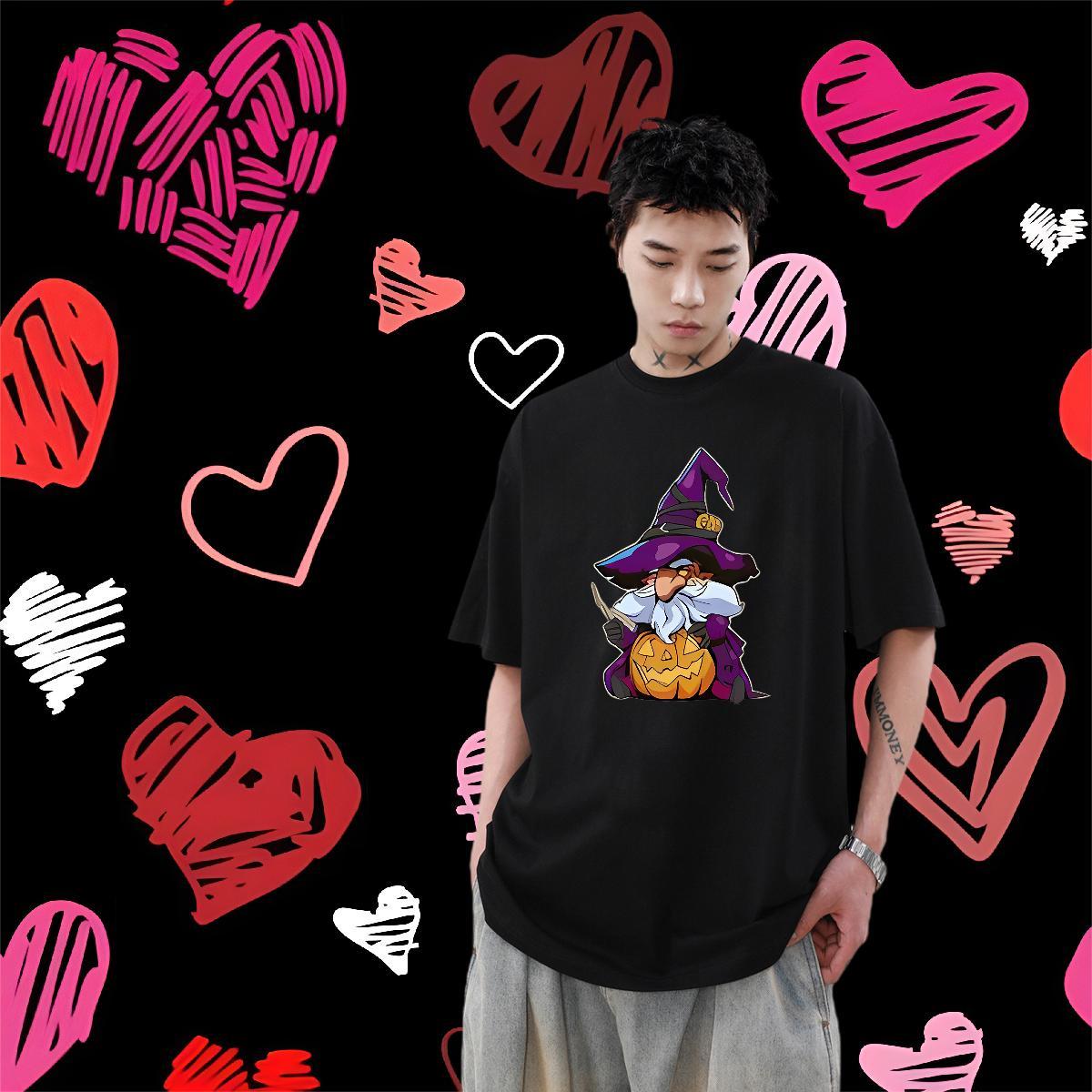 Fashion New Mens T Shirts 230g Cotton halloween Street wear Hip Hop Tshirts O Neck Short Sleeves Loose Men Tshirts Custom Print Plus Size