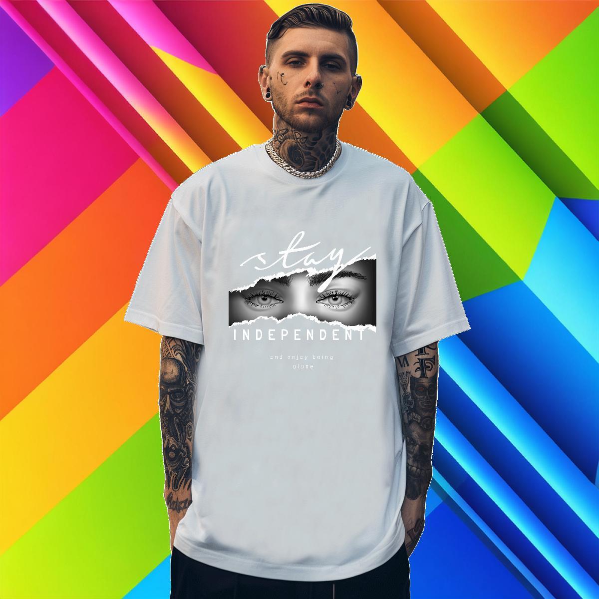 T-Shirts for Men 230g 100% Cotton eyes High Street Hip Hop Breathable Soft Plus Size Cartoon Men Clothes T-Shirt Designer Fashion Loose Tops