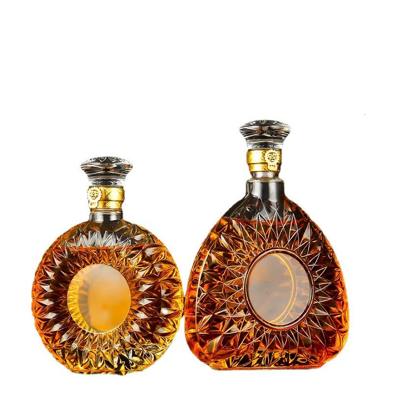 Lead-free glass whiskey decanter for Liquor Scotch Bourbon Unique Liquor Bar and Party Decorations Alcohol Bottle 240806