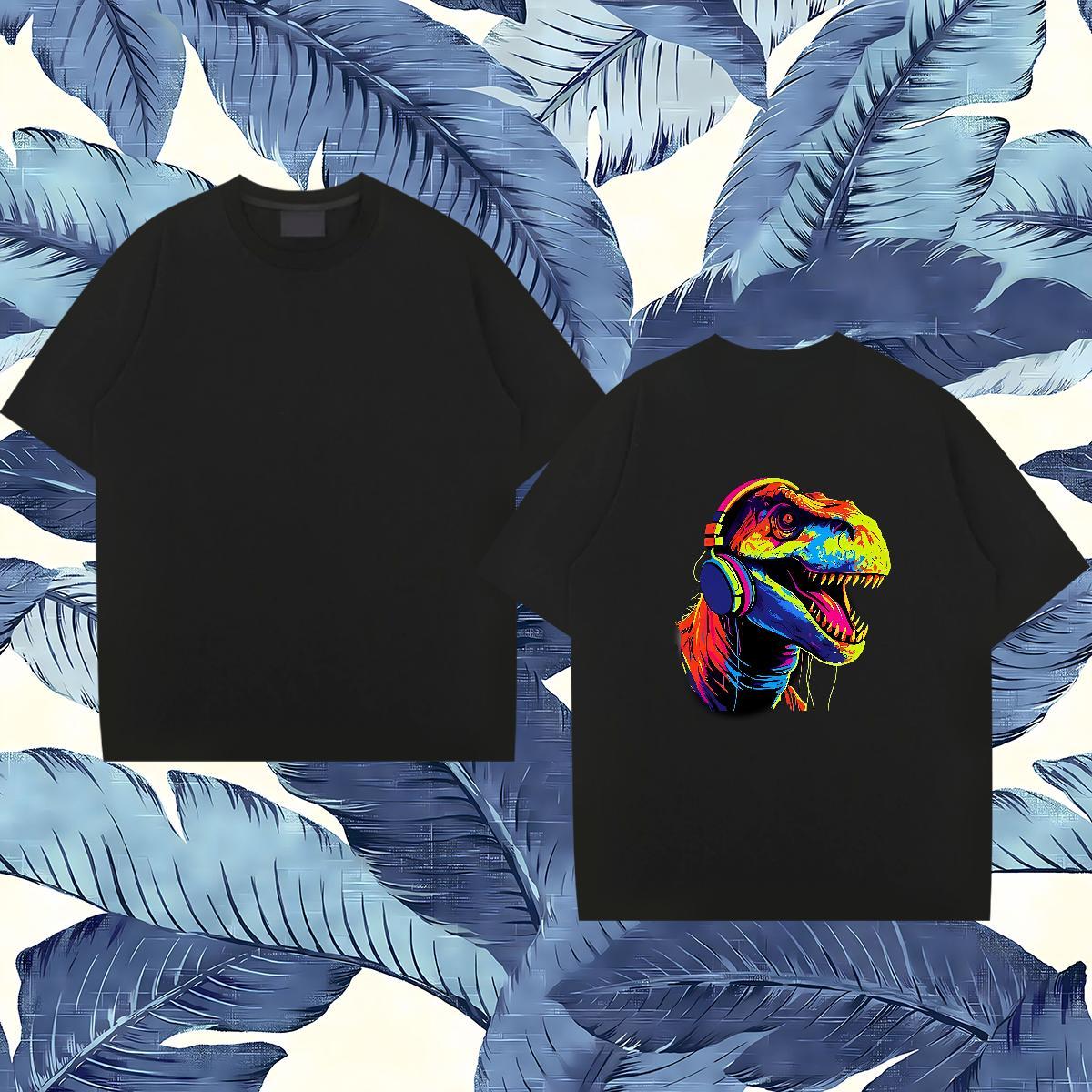 Fashion Design T Shirt For Man 230g Cotton dinosaur Casual Daily Wear Polos Short Sleeve O-Neck Soft Mens Tshirts Asian Size
