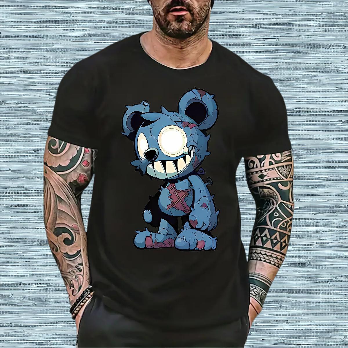 Factory Direct T-Shirts for Men 100% Cotton 230g bear Daily Outfit Tee Shirt Breathable Crew Neck Wholesale Men Tees DIY