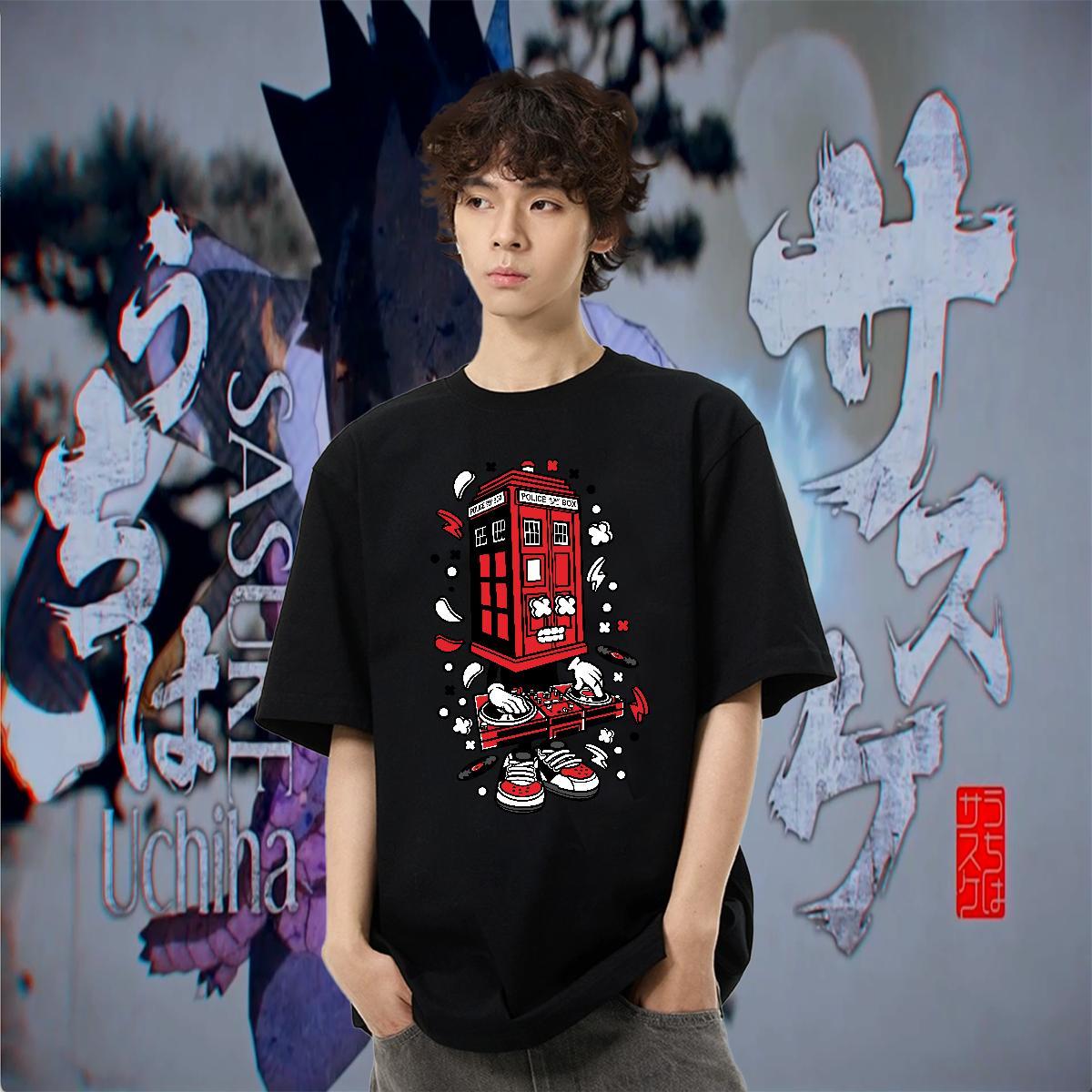 Wholesale Men Clothes T-Shirt 230g Pure Cotton Hip Hop ET Cartoon Print Crew Neck 2024 Summer Men T Shirts Tops