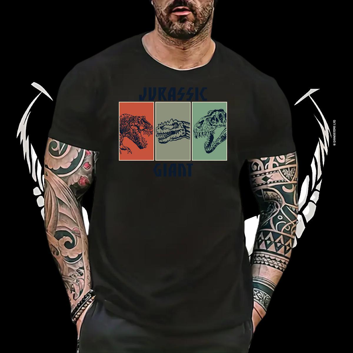 Designer Fashion T-Shirts 230g Pure Cotton dinosaur Spring Summer Polos Breathable Crew Neck Loose Fit Men Clothes T-Shirt DIY Printed