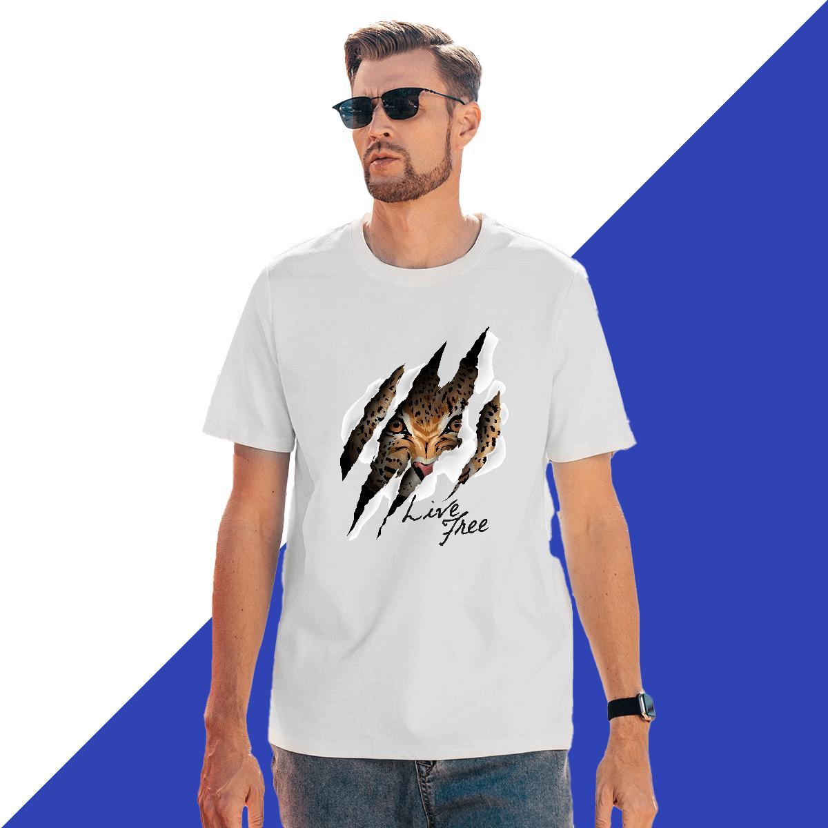 Fashion T Shirts Men 230g Cotton Street Wear Tops Shirt O Neck Short Sleeves Unisex Tshirts DIY Printed