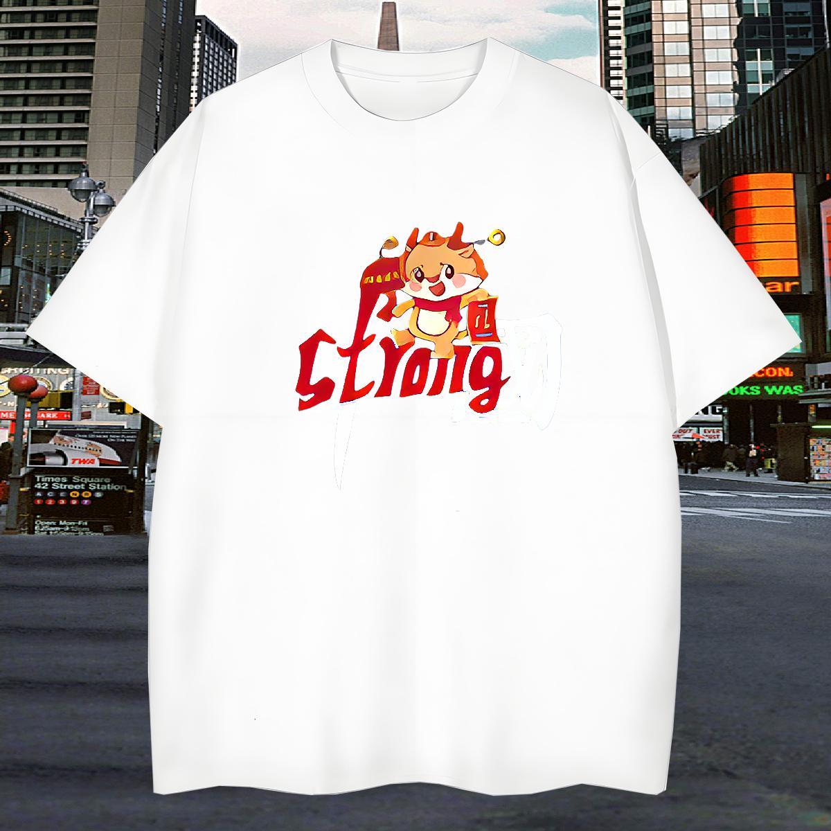 T-Shirts 230g 100% Cotton Cartoon Dragon Street Short Sleeve O-Neck Oversized 4XL Men Tees 2024 DIY Loose Wear