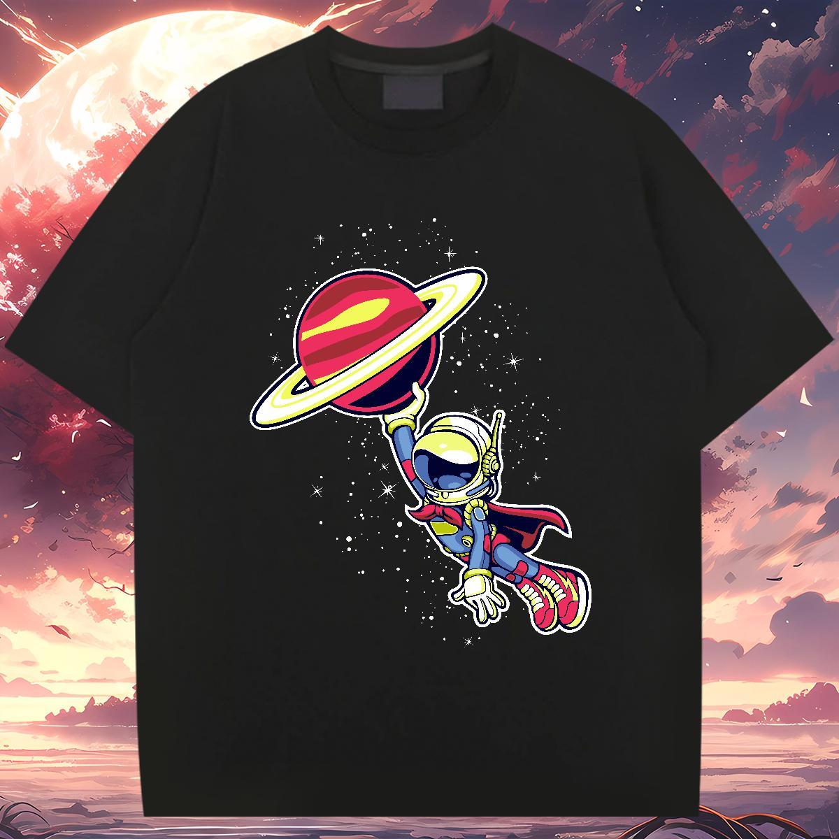 T Shirt For Man 100% Cotton 230g motion Street Casual Breathable DIY Printed Men Tops Tees Classic Loose Tees Shirts