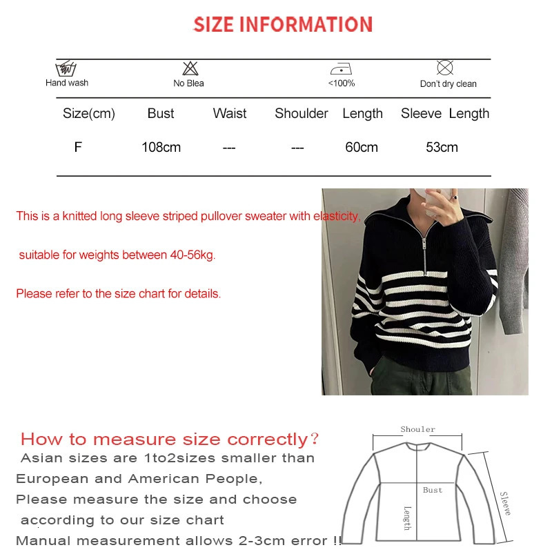HELIAR Women Striped Loose Knit Sweater Casual Long Sleeve Zipper Polo Collar Sweaters Thickened Warm Pullovers Autumn Winter 240806