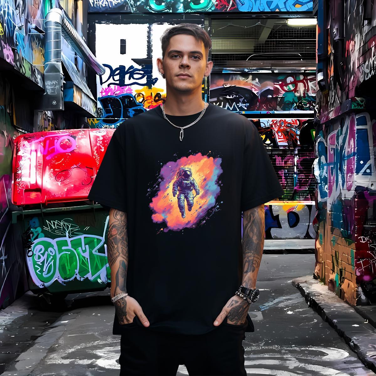 Men T Shirts 100% Cotton 230g universe Hip Hop O Neck Short Sleeves Customized Print Couples T Shirts 2024 Summer Popular Tops Shirt