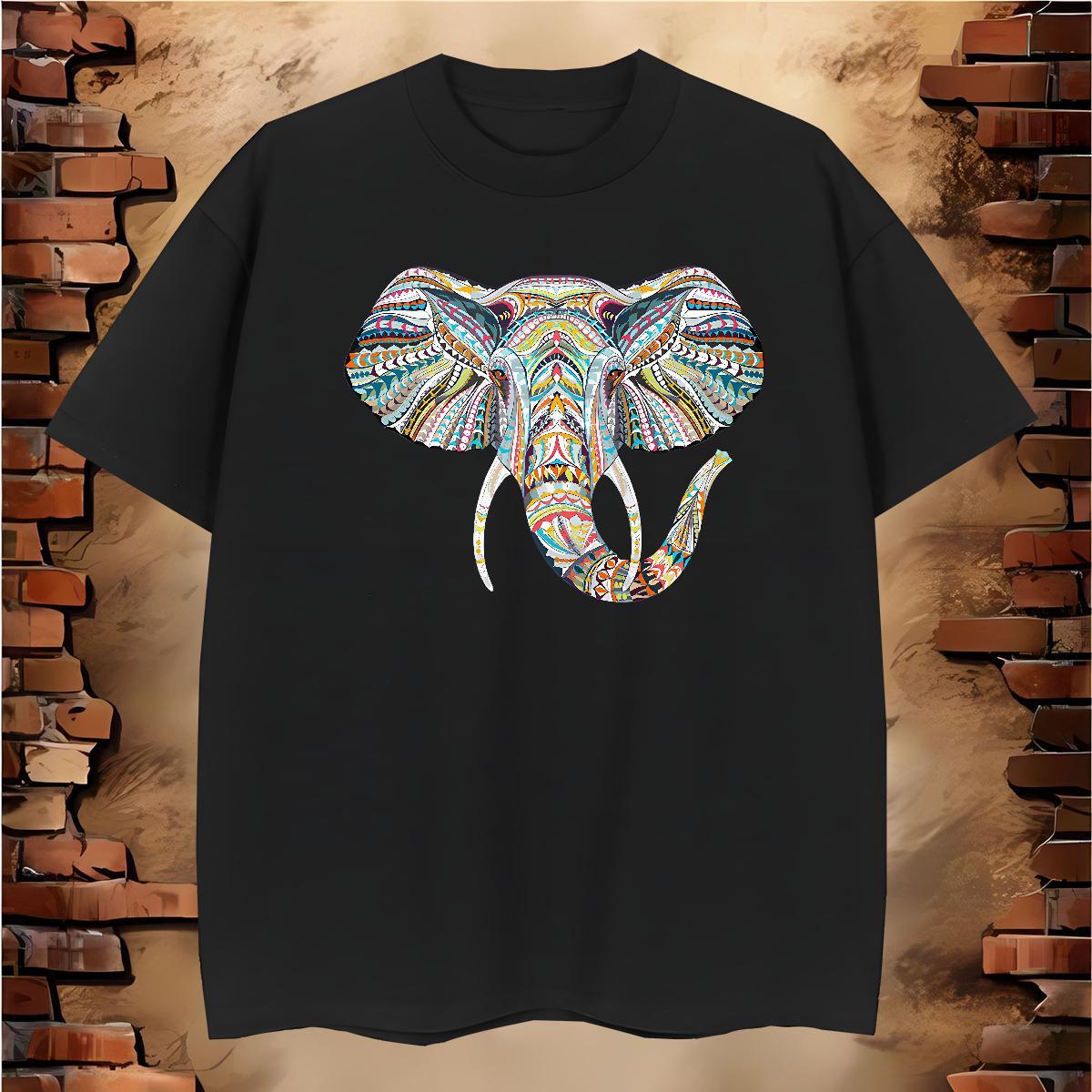 T-Shirts for Men 100% Cotton 230g Elephant Daily Outfit O-Neck Short Sleeve Custom Printed Men Tshirts Casual New Cool Wear