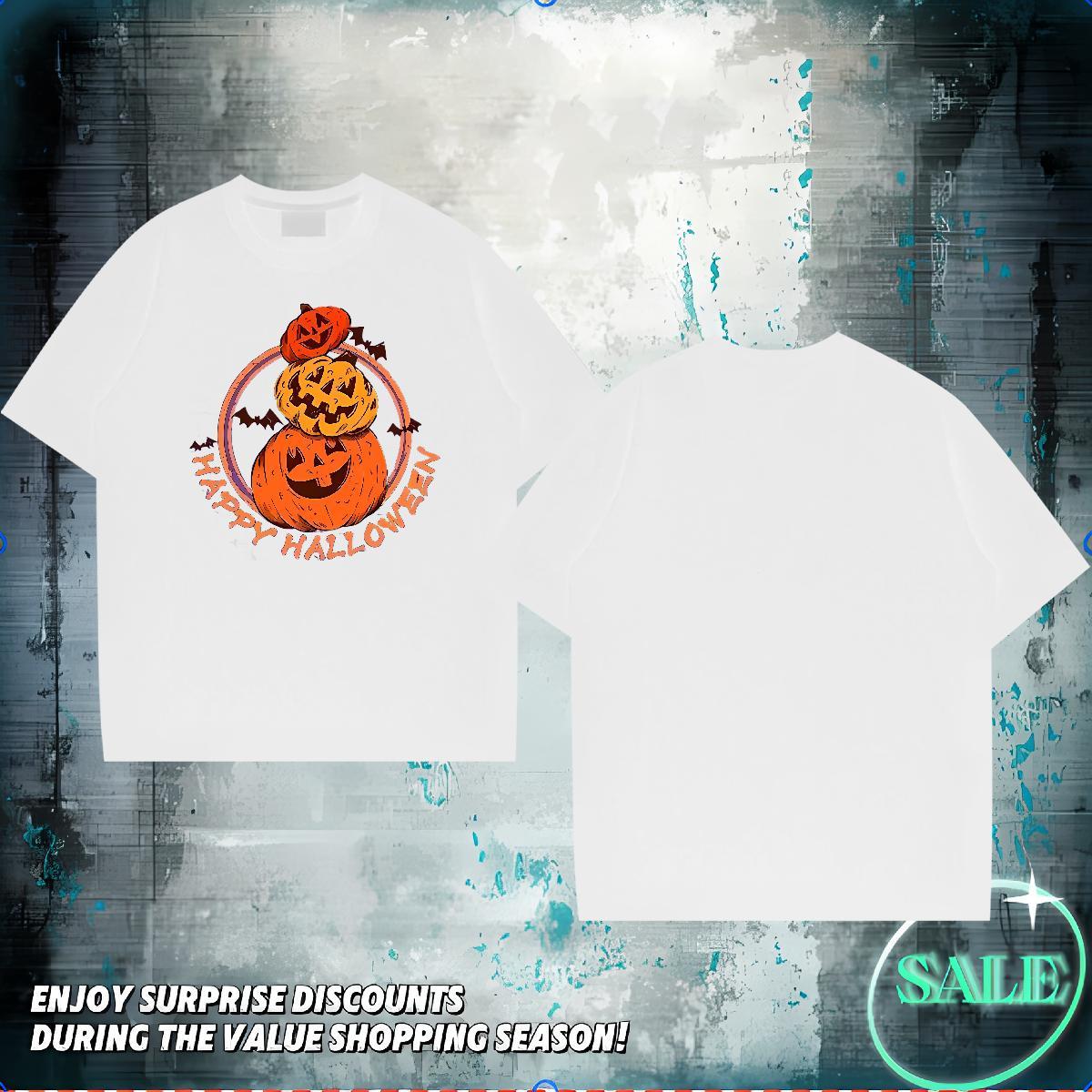 DIY T Shirt For Man 230g Pure Cotton halloween Daily Outfit Top Tees O Neck Short Sleeves Free Shipping Couples T Shirts Graphic