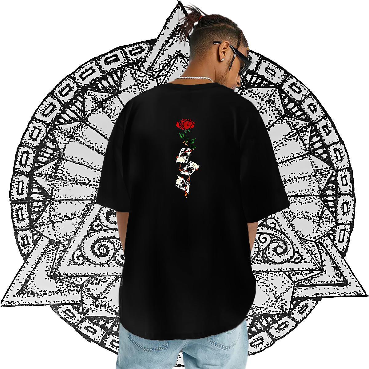 Custom T-Shirts 230g Pure Cotton rose High Street Hip Hop Tees Shirts Crew Neck Soft Men Clothes T-Shirt DIY Logo Oversized