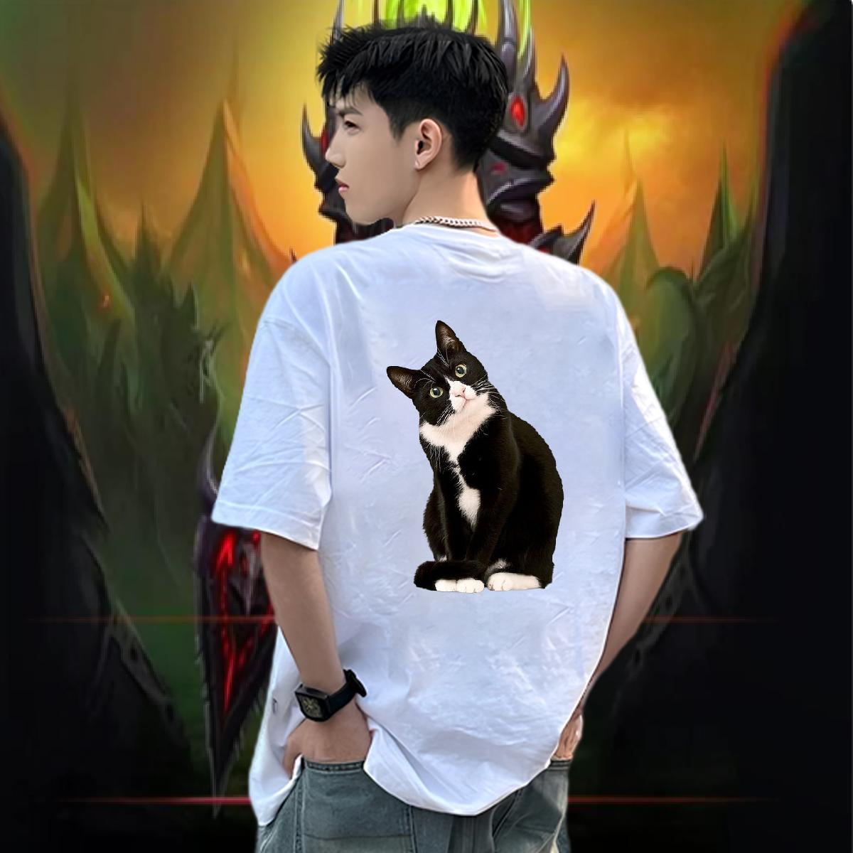Classic T Shirts Men 230g Cotton cute Daily Wear Tops Crew Neck Unisex Men Clothes T-Shirt Asian Size