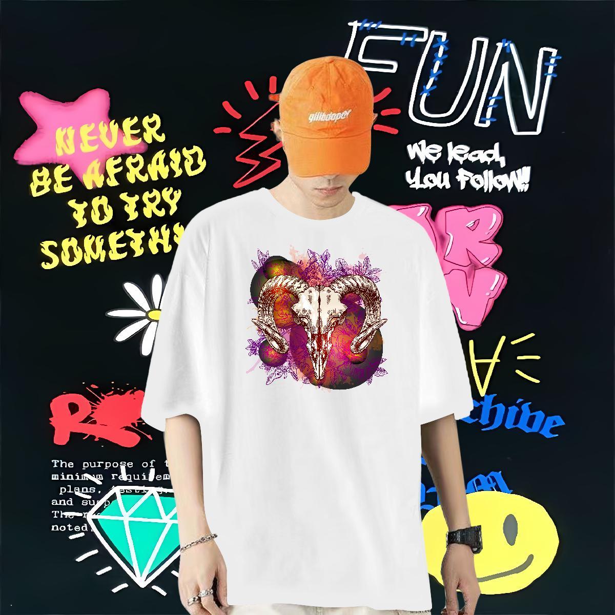 Factory Direct Man T Shirts 230g 100% Cotton sheep Casual Tops Tees Short Sleeve O-Neck Free Shipping Mens Tshirts Custom Print Oversized