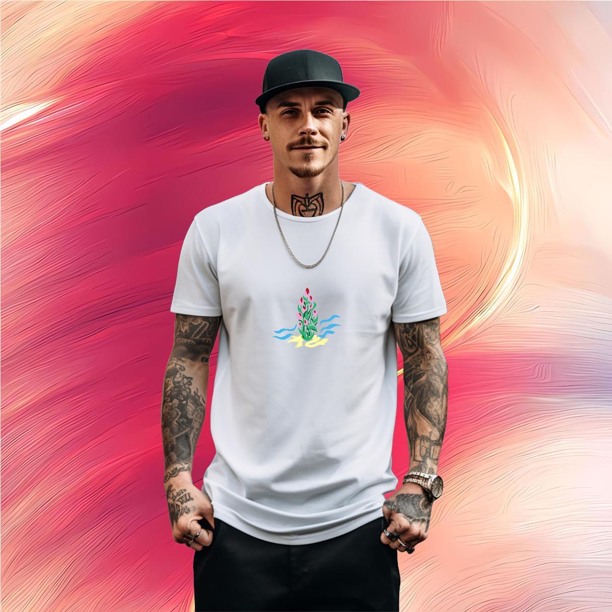 Brand Man T Shirts 230g 100% Cotton flower Daily Wear Tops Tees Pure Cotton Soft Men Tops Tees Plus Size Cartoon
