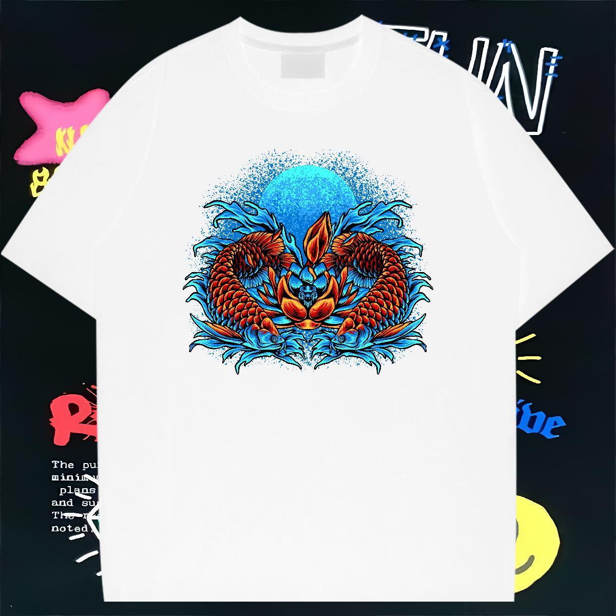 Customized Man T Shirts 100% Cotton 230g Beach Tops Shirt Breathable Crew Neck Free Shipping Tshirts Cartoon Print