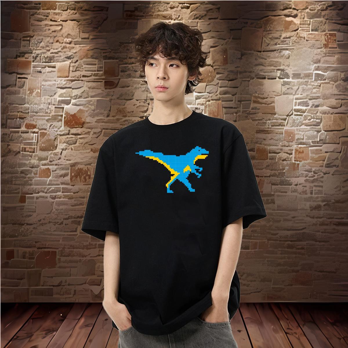 Factory Direct Mens T Shirts 100% Cotton 230g dinosaur Beach Wear Breathable Short Sleeve High Quality Couples T Shirts Custom Big Size
