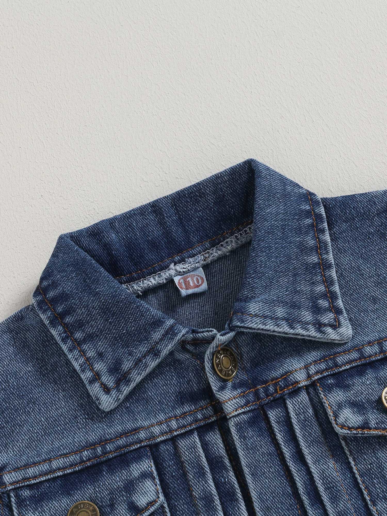 Retro denim jacket for children boys and girls sleeveless denim vest for children aged 2 4 6 and 8W240724