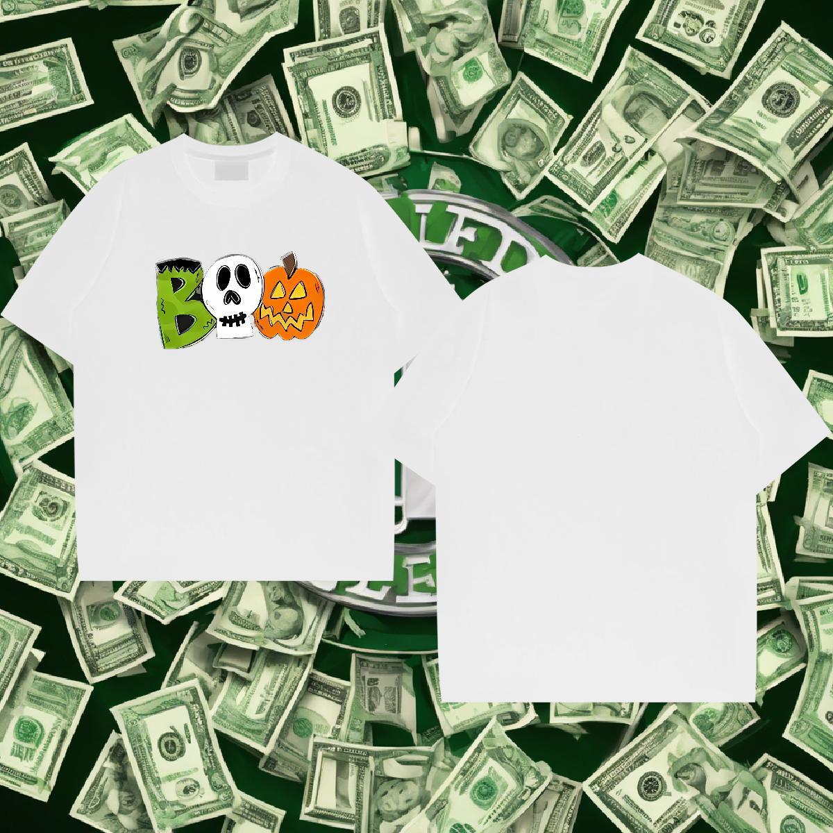 Fashion Designer T shirt 230g Pure Cotton halloween Casual Daily Wear Polos Crew Neck Loose Mens Tshirts Customized Print