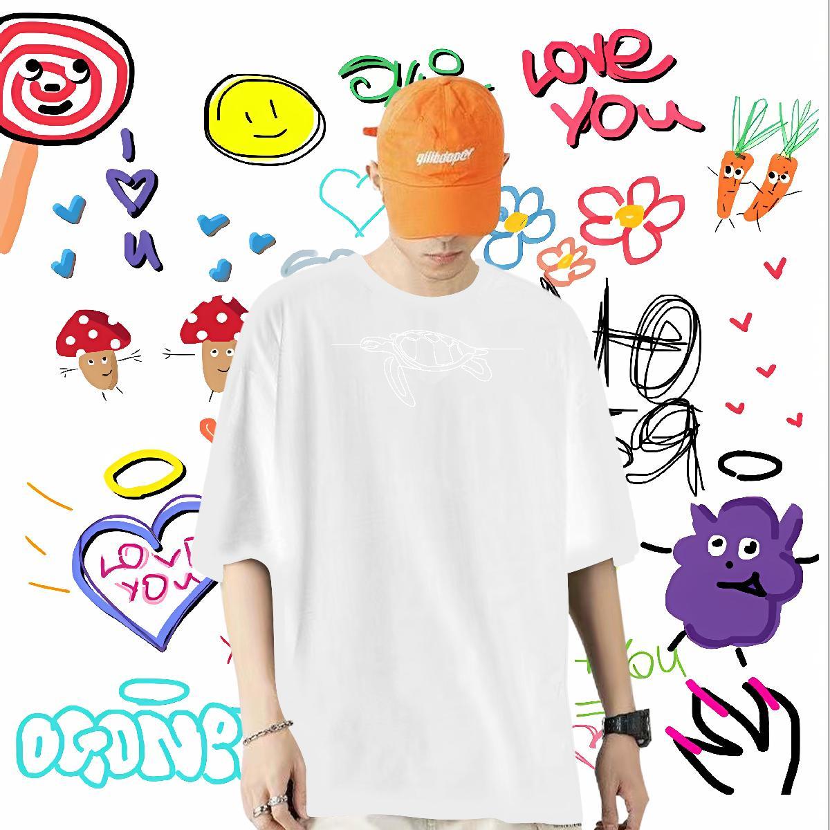 Wholesale Man T Shirts 100% Cotton 230g tortoise Street Clothes Breathable Short Sleeve High Quality Mens Tshirts Cartoon Printing L-4XL