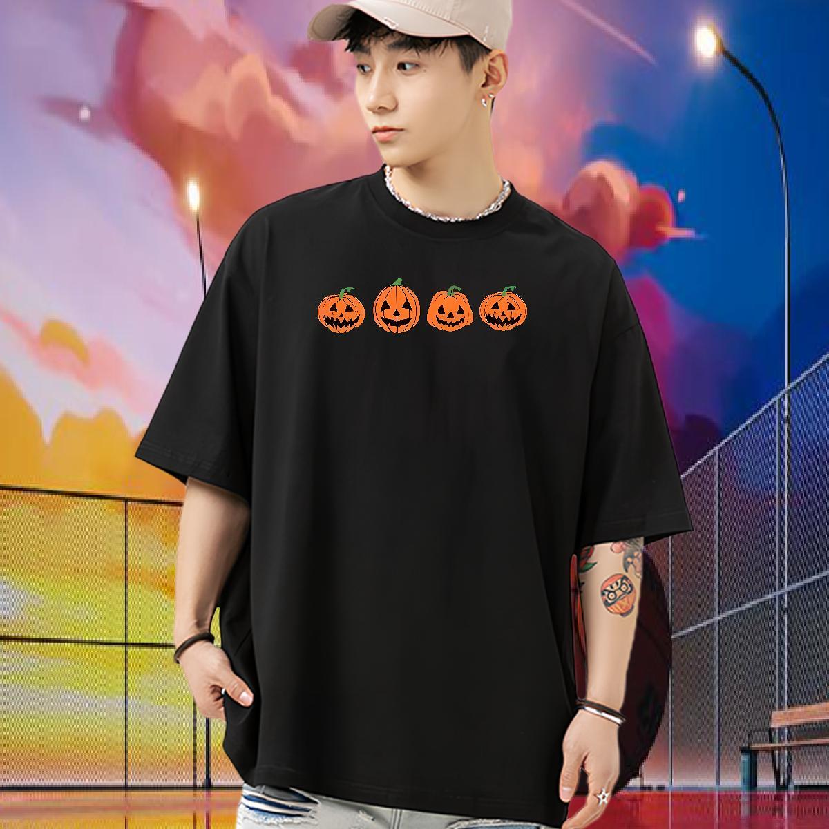 2024 Designer Mens T Shirts 100% Cotton 230g pumpkin Casual Tee Shirt Breathable Soft Loose Fit Men Tops Tees DIY Printed