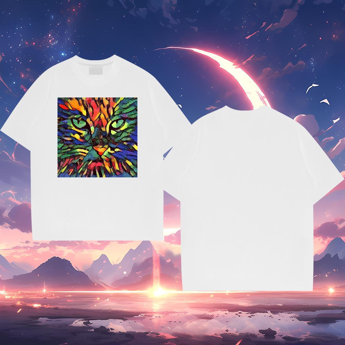 Classic Casual T-Shirts for Men 230g Cotton cat Hip Hop Clothes Breathable Short Sleeve Wholesale Men Clothes T-Shirt Graphic