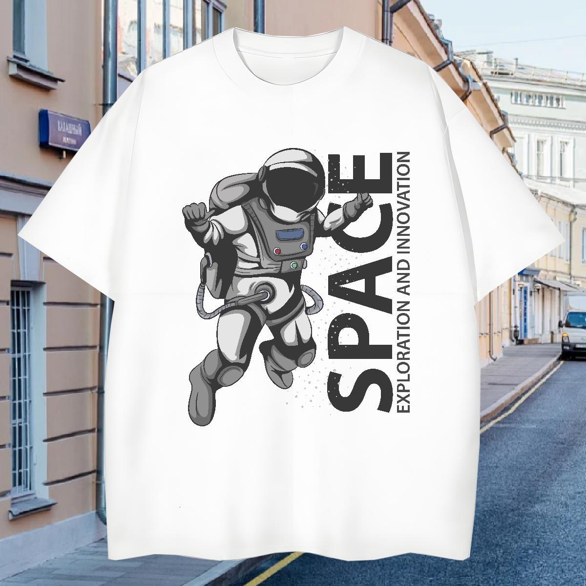 T-Shirts for Men 100% Cotton 230g universe Casual Daily Wear O-Neck Short Sleeve Custom Print Plus Size Tshirt for Man Woman 2024 Summer Wholesale Clo