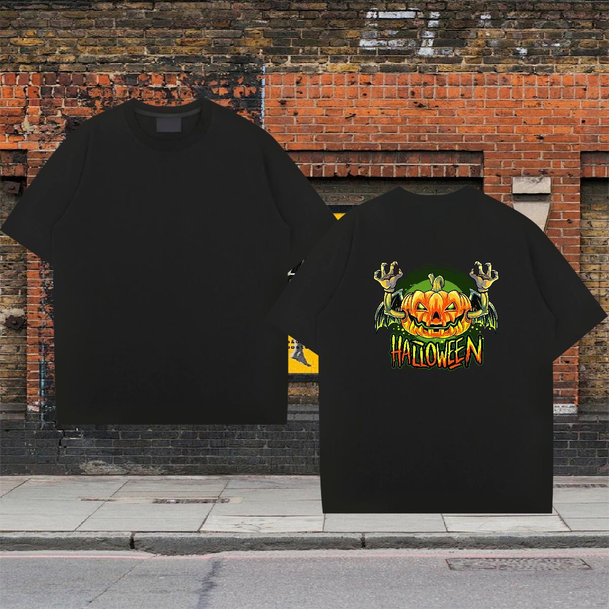 Free Shipping Men T Shirts 230g 100% Cotton pumpkin Casual Beach Clothes Crew Neck Cool Tshirt for Man Woman Custom Print Oversized