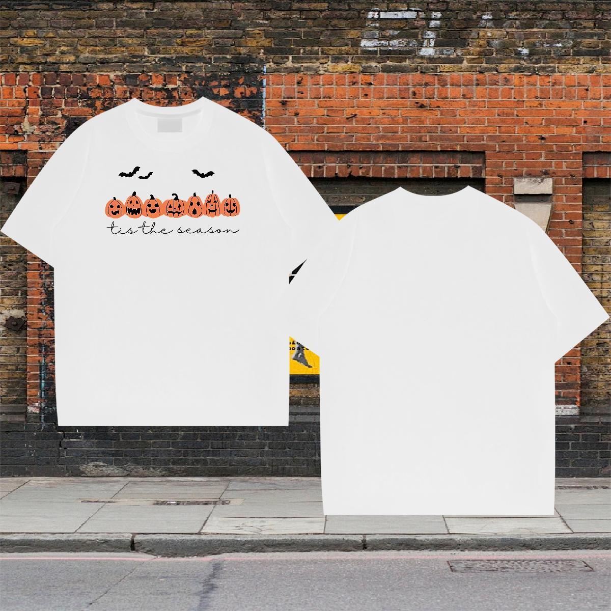 2024 New T-Shirts for Men 230g Pure Cotton pumpkin Summer Casual Top Tees Crew Neck Designer Mens Tshirts DIY