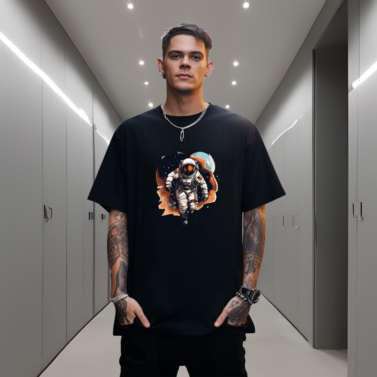 Man T Shirts 230g Cotton universe Outdoor Breathable Short Sleeve Black Oversized Men Clothes T-Shirt Fashion New Loose Tees