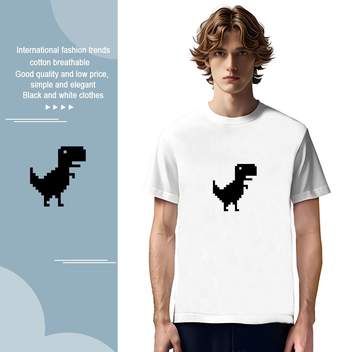 Free Shipping Men Tshirts 230g Pure Cotton dinosaur T shirt Street Casual O Neck Short Sleeves Oversized New Arrival Tees