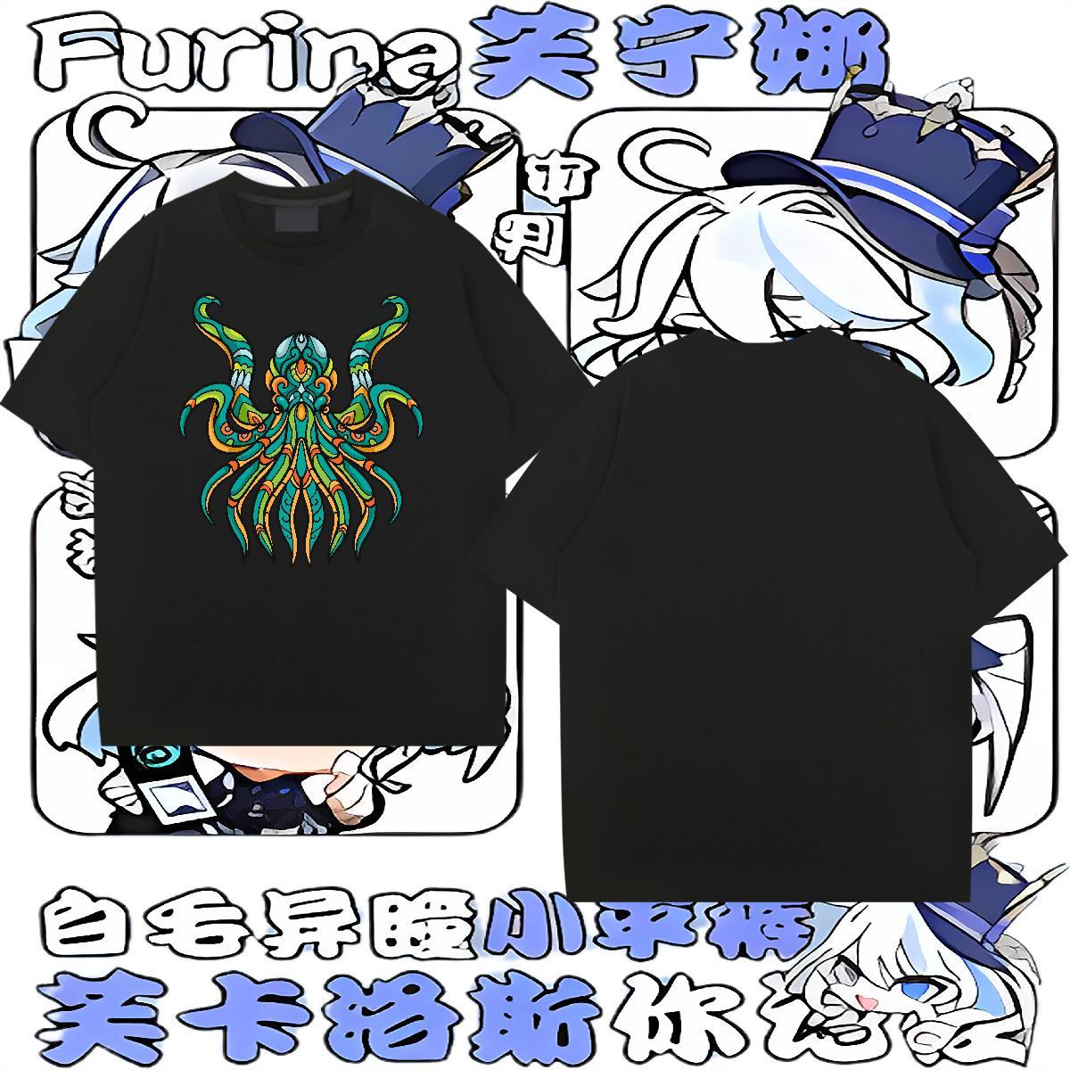 2024 Summer T-Shirts 230g 100% Cotton octopus Street Casual Tops Shirt Round Neck Short Sleeve Popular Men Tshirts Customized