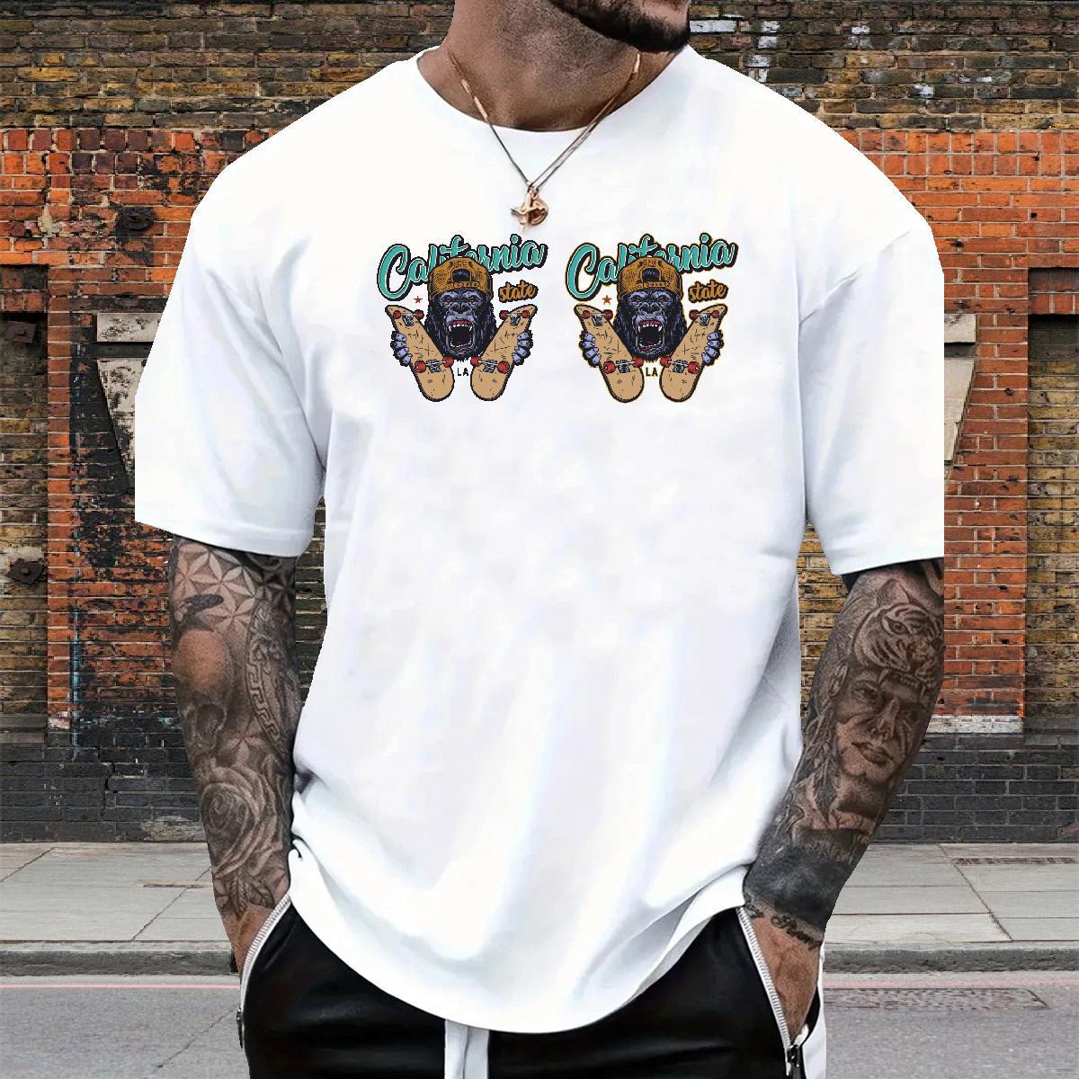 New T Shirts Men 100% Cotton 230g chimpanzee Street Clothes Pure Cotton Soft Couples T Shirts Custom Cartoon