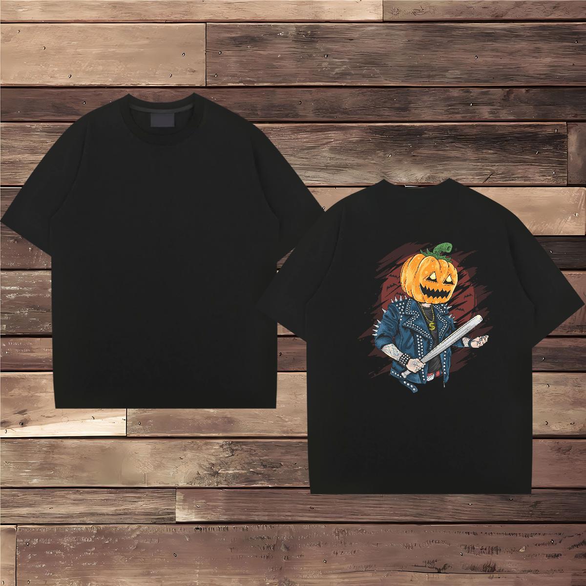 Fashion New Men T Shirts 230g Pure Cotton pumpkin Home Outdoor Tees Shirts Short Sleeve O-Neck Cool Design Men Tops Tees Custom Print Oversized