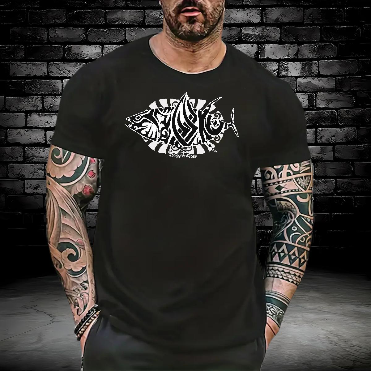 T-Shirts 230g Cotton fish Outdoor Pure Cotton Custom Cartoon Men Clothes T-Shirt Wholesale High Quality Tees