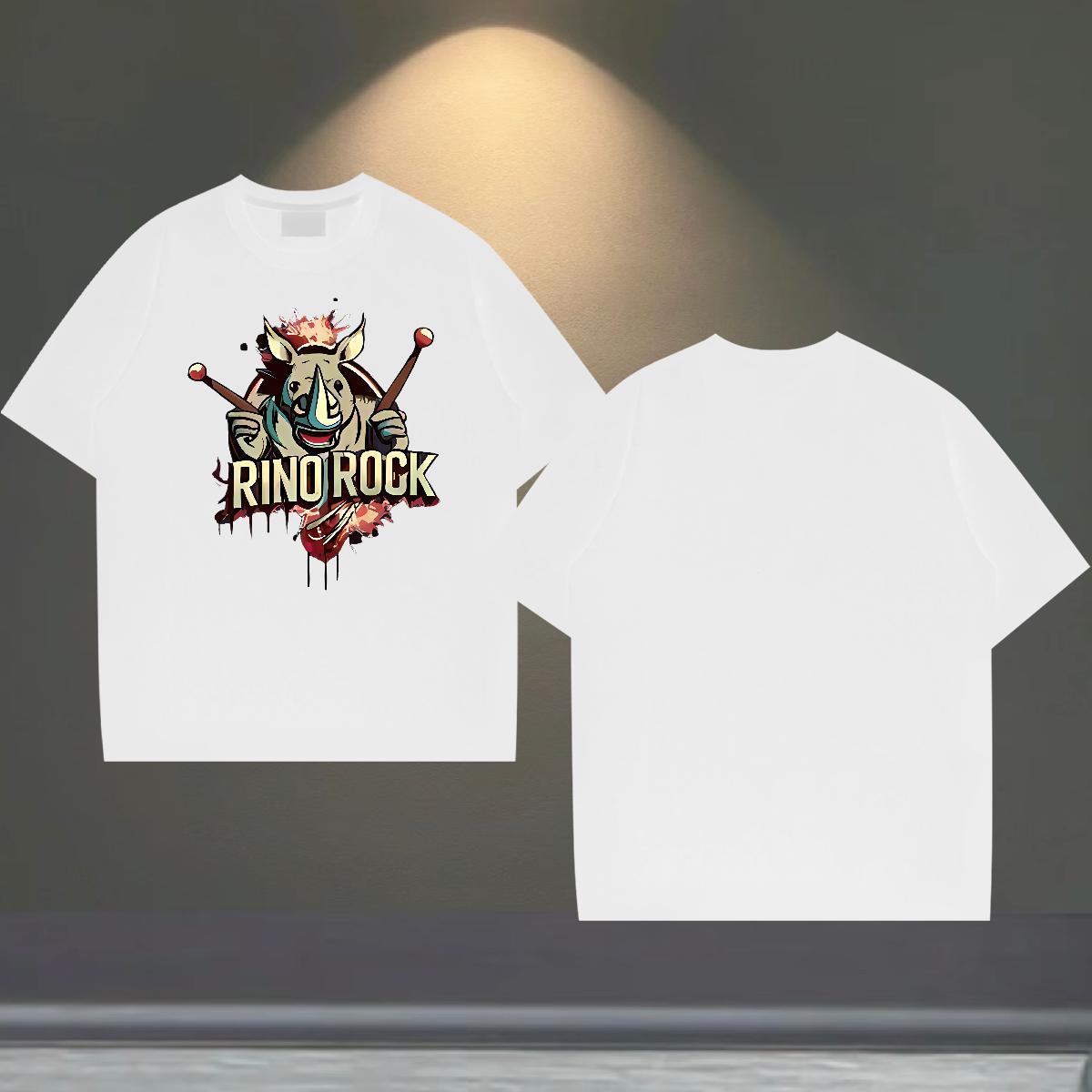 Soft Men Tees 230g 100% Cotton Casual Beach rhinoceros Black Oversized Crew Neck Brand T-Shirts Tops Tees