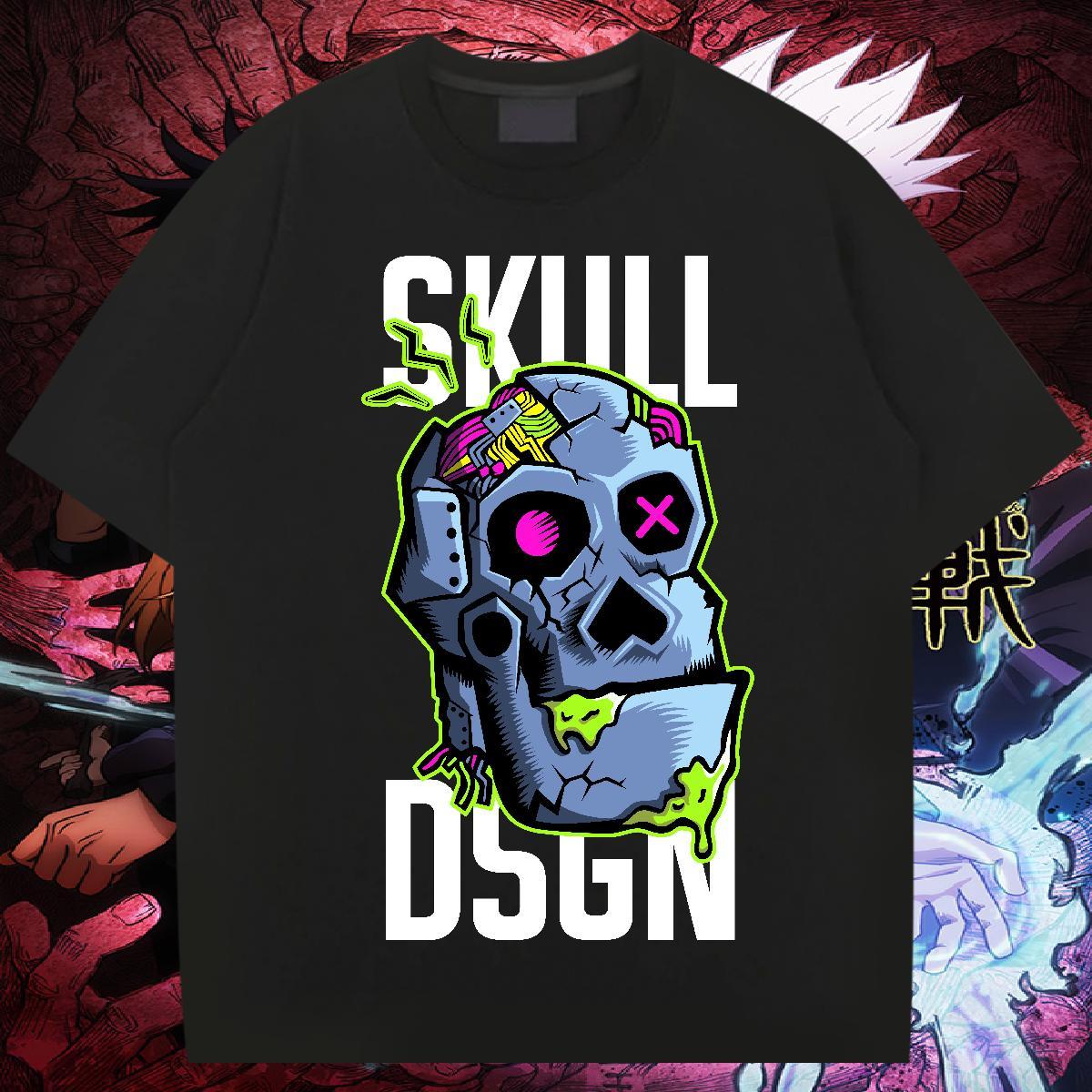 2024 DIY T-Shirts for Men skull Polos 230g Pure Cotton Hip Hop Popular Asian Size Breathable Crew Neck Tshirts