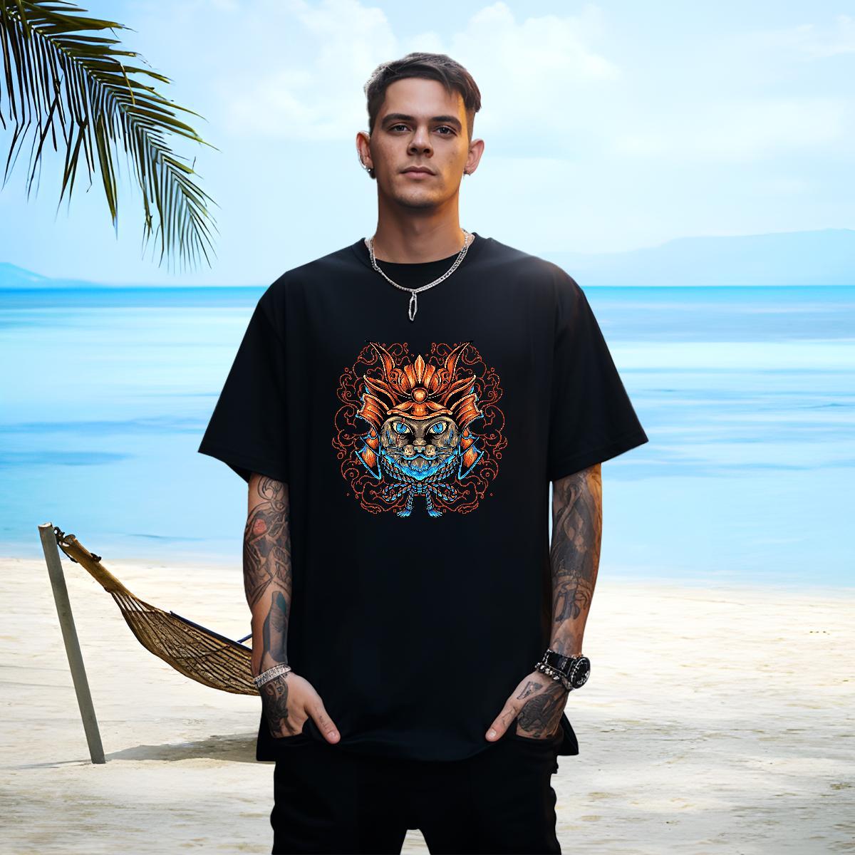 Popular Men Tees 230g Cotton cute T shirt Beach Breathable Anime Print 2024 Designer Polos