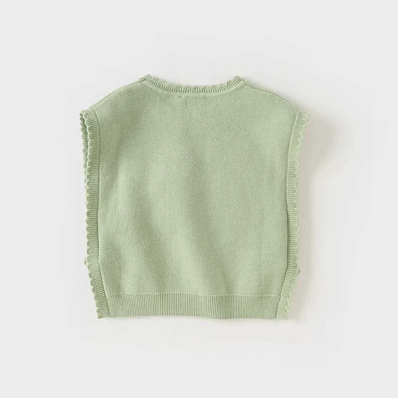 Dave Bella Childrens Tank Top New O-neck Sweater Underwear Green Sleeveless Loose Tank Top Preschool Girls Spring Dress DB1247793W240724
