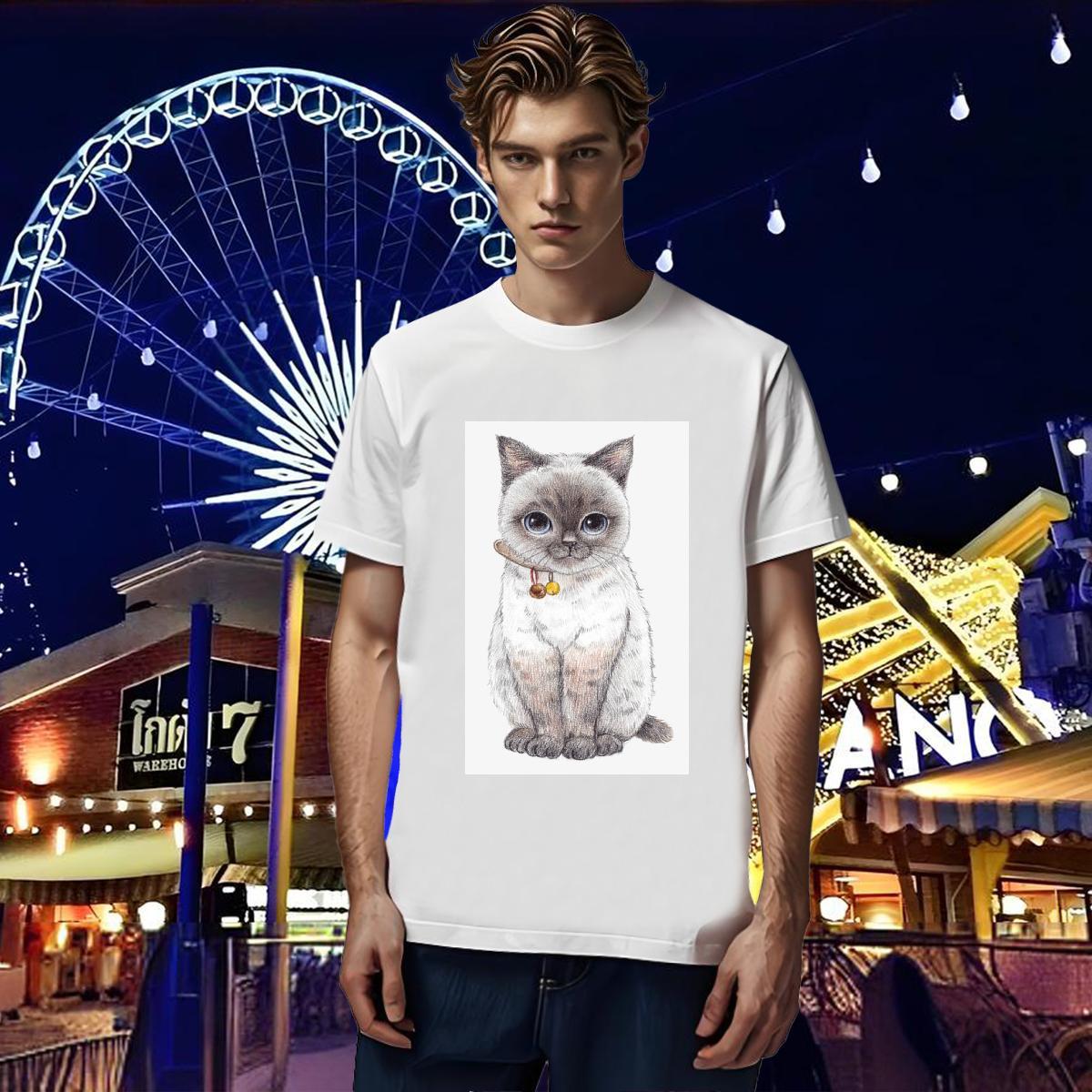 Fashion Designer T Shirts Men 230g 100% Cotton cat Street Wear Top Tees Round Neck Short Sleeve Soft Men Clothes T-Shirt Custom Printing